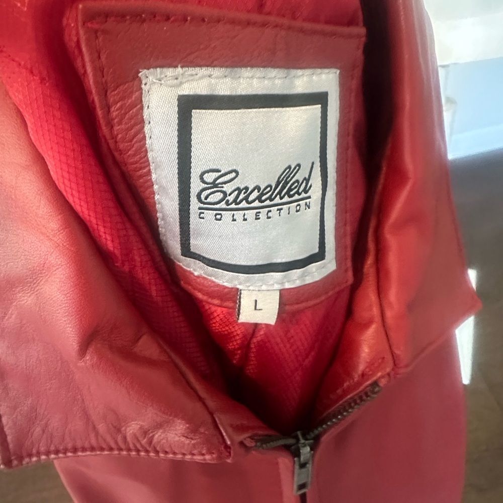 Excelled Collection Red Leather Jacket L - Picture 6 of 8